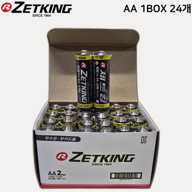 823번 제트킹 AA 망간 건전지 R06 벌크 1BOX 2X12 24개입 / 로케트 / 배터리, 1개