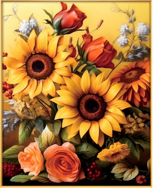 씨엘 보석십자수 개인소장용(작품용) 집들이 고급선물 격이 다른 원터치 프리미엄액자 40*50cm 부엉이 해바라기, KS003-행복한 사랑, 1개