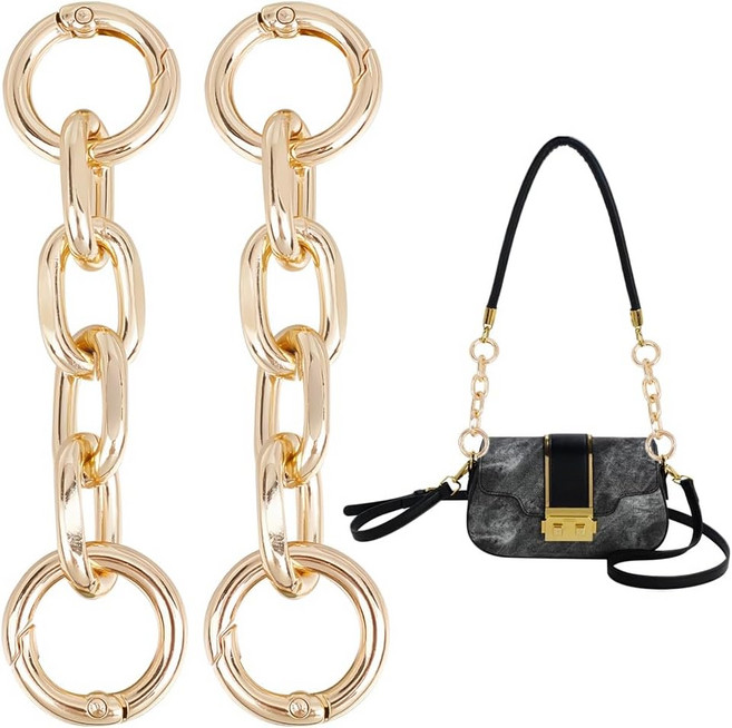 라이트골드 알루미늄 크로스 체인 익스텐더 스프링 링 포함 가방 끈 길이 연장 커넥터 97mm 2개 세트