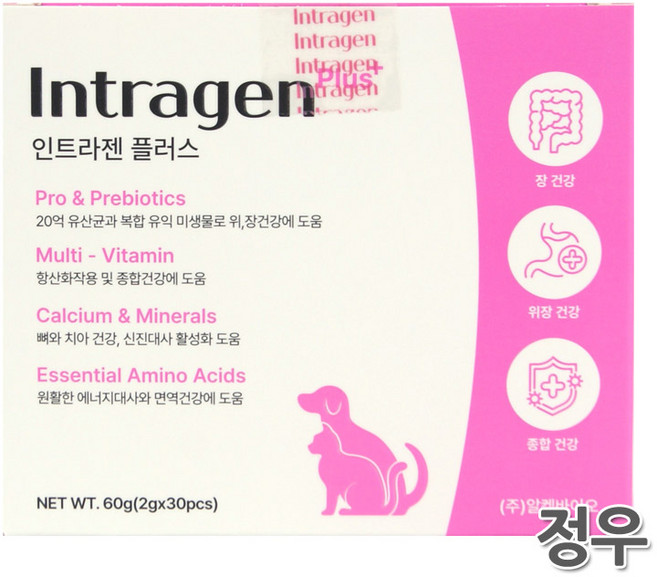인트라젠 플러스 반려동물 영양제, 60g, 장건강/유산균, 2세트