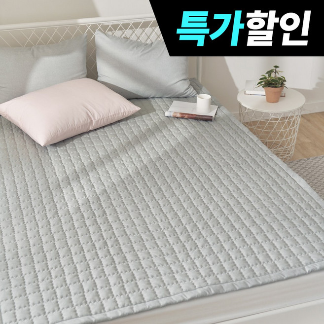 국내제조 띵스룸 몽글 먼지없는 알러지케어 사계절 고정밴드 침대패드, 몽글 그레이