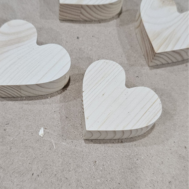 미니 나무도형 10개 조각 두께 15mm 친환경 소나무 원목 목재 자투리 가베 쌓기나무 미술 공예 만들기 교구 재료 diy 장식 학교 방과후 부자재 준비물, 하트, 1세트, 네추럴