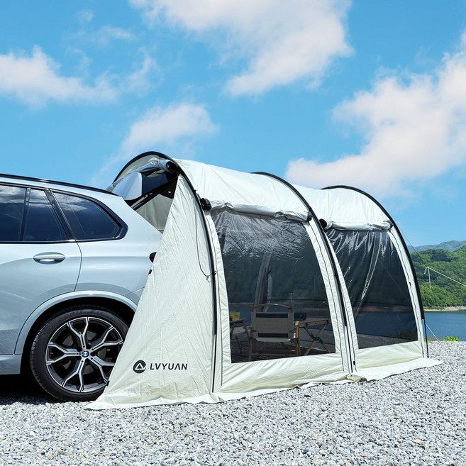 녹원 차박텐트 도킹쉘터 캠핑 방수 그늘막 타프세트 대형 6-8 인용, 베이지, 6-8인용