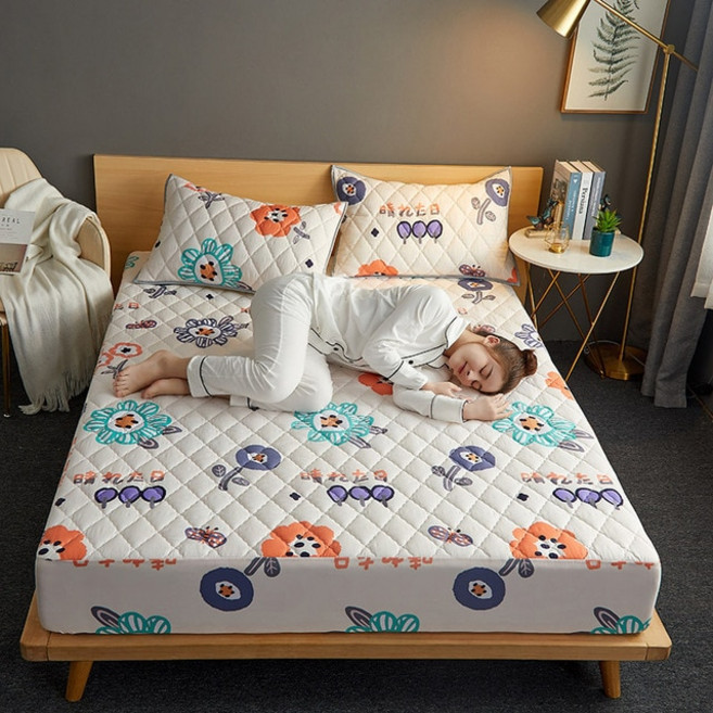 극세사겨울이불 슈퍼 방수 침대 커버 퀼트 매트리스 공기 침투성 토퍼 퀸 킹 사이즈 더블 베개 없음, 07 Pillowcase 48x74cmx2, [02] Style 2