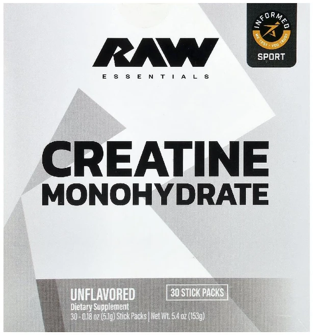 로뉴트리션 크레아틴 creatine Raw Nutrition 일수화물 무향 스틱 30개, 120g - 쿠팡