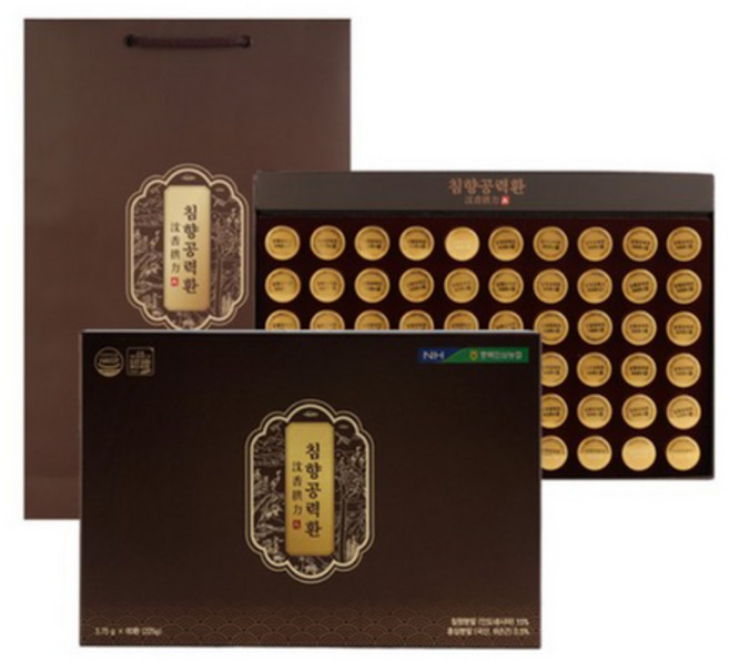 농협 침향공력환 황제 침향환 침향단 60환(2개월분) + 쇼핑백 홍삼 녹용 침향 부모님 가정의달 선물 세트 240g 1개, 1박스