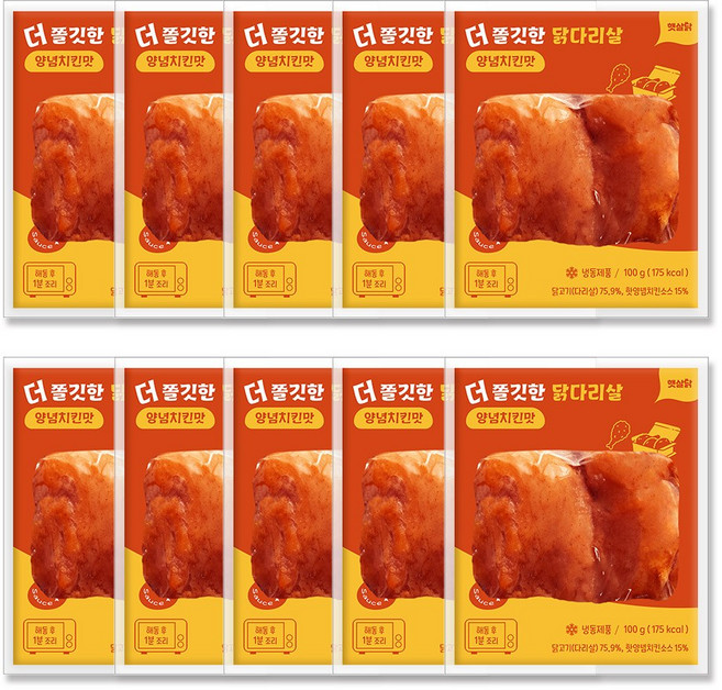 햇살닭 더쫄깃한 닭다리살 양념치킨맛(100g), 10개, 100g