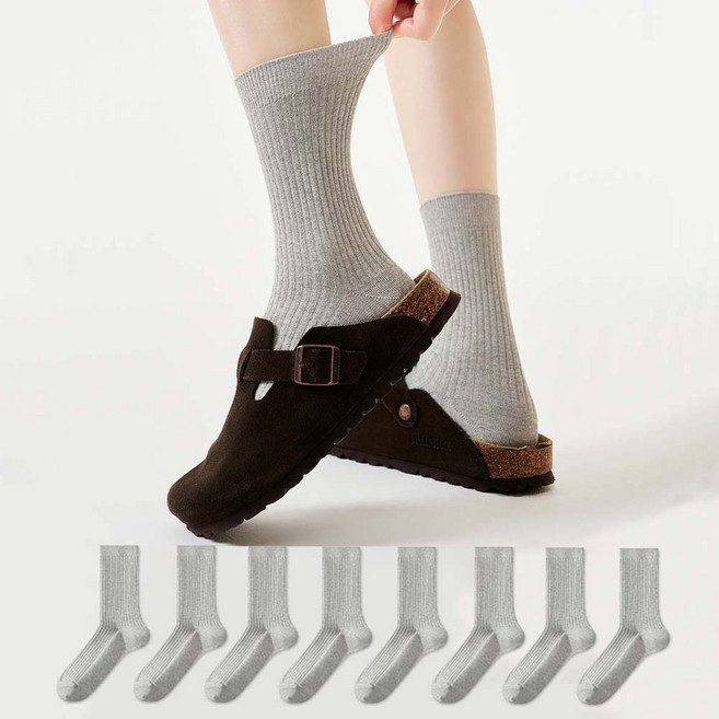 에멜강스 여성용 발목 가늘고 길어보이는 골지 중목 양말 8켤레 세트