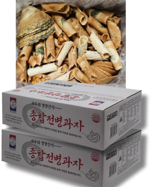 [바삭한 식감] 전통 과자 종합 전병 750그램 부채/생강 믹스 대용량, 750g, 2개