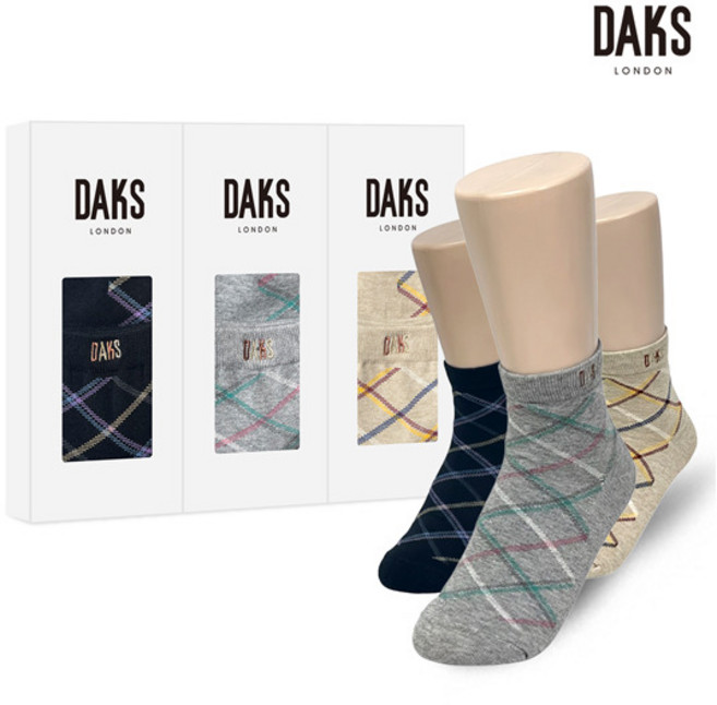 [닥스_양말] 닥스양말 숙녀3족 선물세트 면단목 정체크 26407