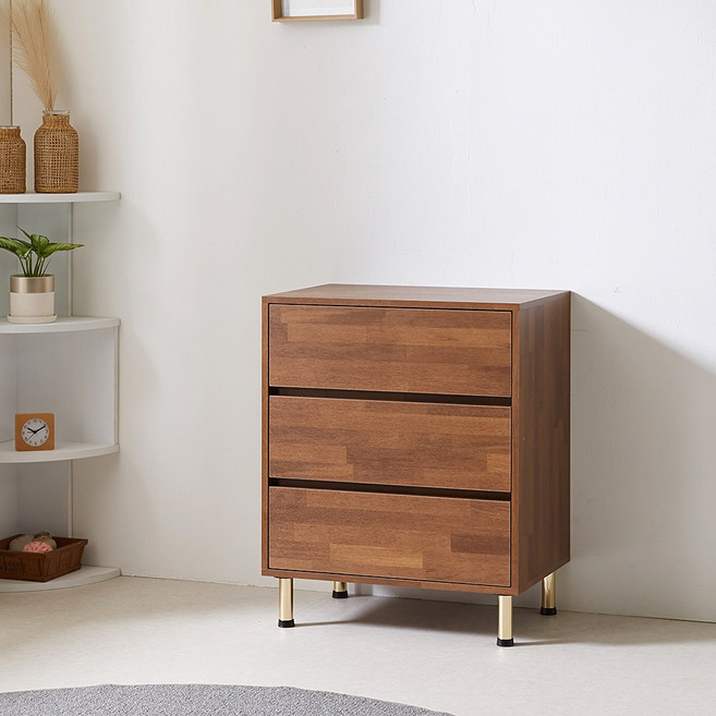 [아트랙] 샤인 600 2단 3단 보조협탁 침실협탁 거실협탁 사이드협탁 서럽장 수납장 7colors, 600 3단 멀바우/멀바우(골드다리), 1개