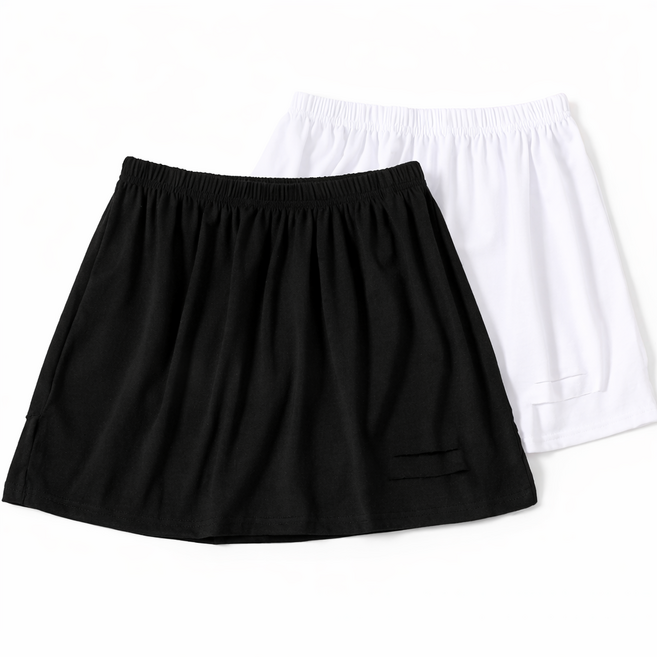 여성 롱티효과 힙커버 레이어드 페이크 롱 티셔츠 이너스커트 2P