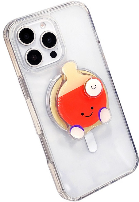 5세컨즈 귀여운 스포츠 캐릭터 핸디 맥세이프 호환 탈부착 그립 거치대 스마트톡, 1개, 탁구 스마트톡