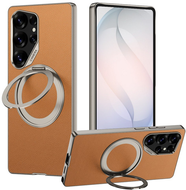 소원테크 갤럭시 S26 울트라 케이스 맥세이프 360도 회전 거치대 가죽 렌즈보호