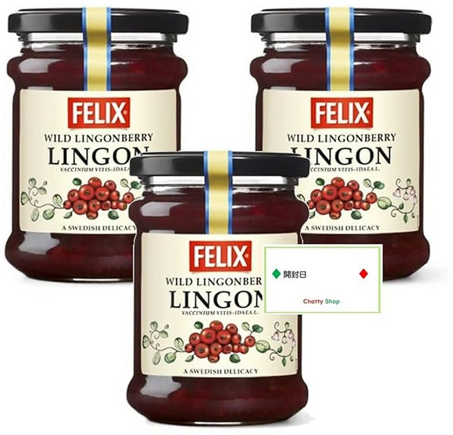 펠릭스링곤베리잼 283g×3개 Chatty Shop 오리지널 개봉일 스티커 포함, 1g, 1개