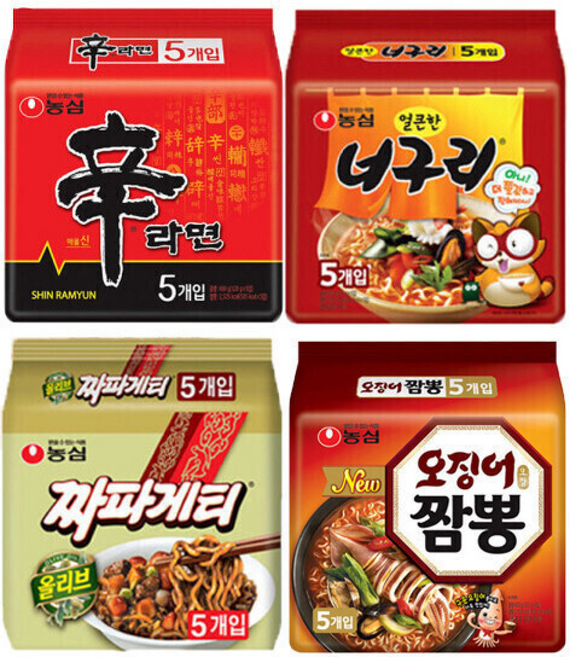 신라면 5봉 + 너구리 5봉 + 짜파게티 5봉 + 오징어짬뽕 5봉 (총 20봉), 20개