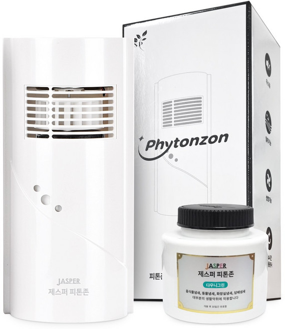 제스퍼 피톤존 무소음 자동분사 방향제 국내특허 냄새제거 탈취기 본품 + 카트리지 다우니그린향, 240g, 1세트, 다우니그린