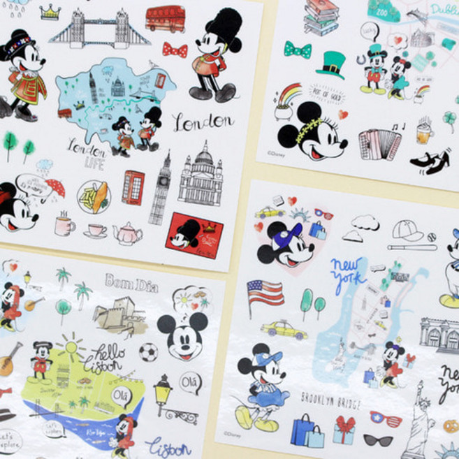 <세미마테> 디즈니 미키미니여행ver1. 인스 인스스티커 팬시스티커 미키미니스티머, 미키미니뉴욕