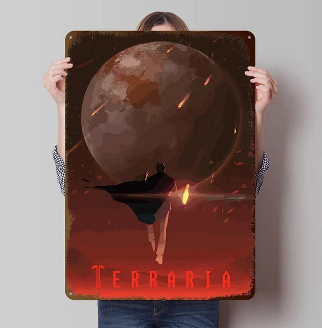 테라리아 게임 틴플레이트 포스터 벽장식 빈티지 메탈 사인 레트로 플라크 게임룸 장식 아늑한 집, 1개, 2. 2817 / A. 7.9x11.8In(20x...