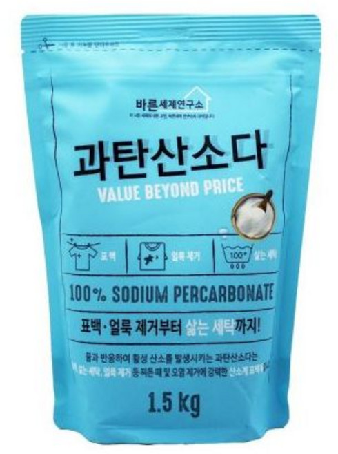 무궁화 바른세제연구소 과탄산소다 1.5kg/과탄산/과탄산세제/표백제/표백세제/가루표백제/세제/세탁세제/세, 1.5kg, 1개