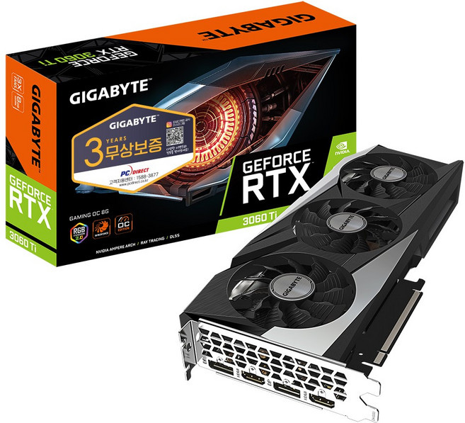 기가바이트 지포스 RTX 3060 Ti Gaming OC D6 8GB 피씨디렉트 그래픽카드