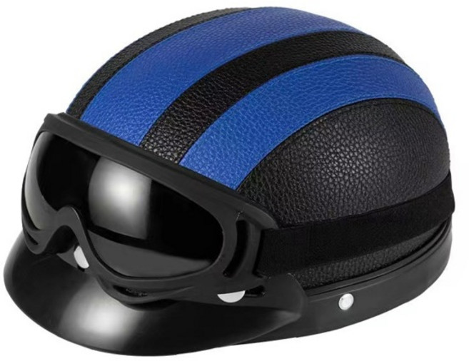 남녀공용 빈티지 할리 가죽 헬멧 겨울 따뜻한 범용 경량 하프 헬멧 전기 자전거 훌륭한 선물 세트, [07] 5