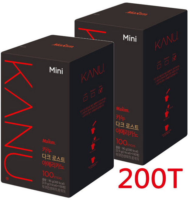 카누 다크 로스트 아메리카노 미니 원두커피믹스, 900mg, 100개입, 2개