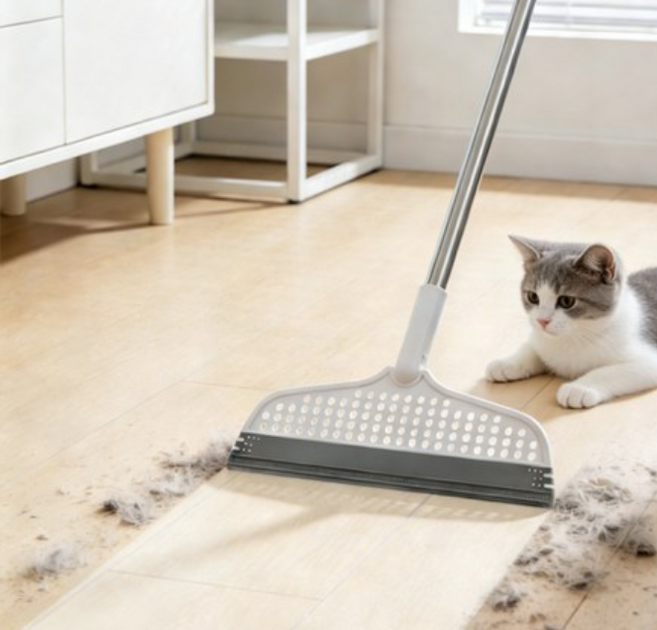 FlySwept 실리콘 빗자루 욕실 바닥청소 고무 빗자루 물기제거 스퀴지, 화이트, 1개