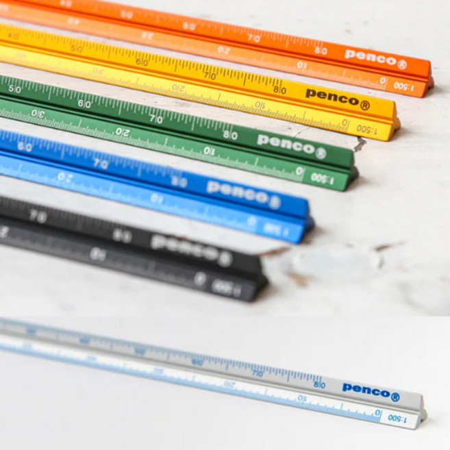 PENCO 펜코 스케일자 15cm 알루미늄 삼각 눈금자, 1개, 블랙