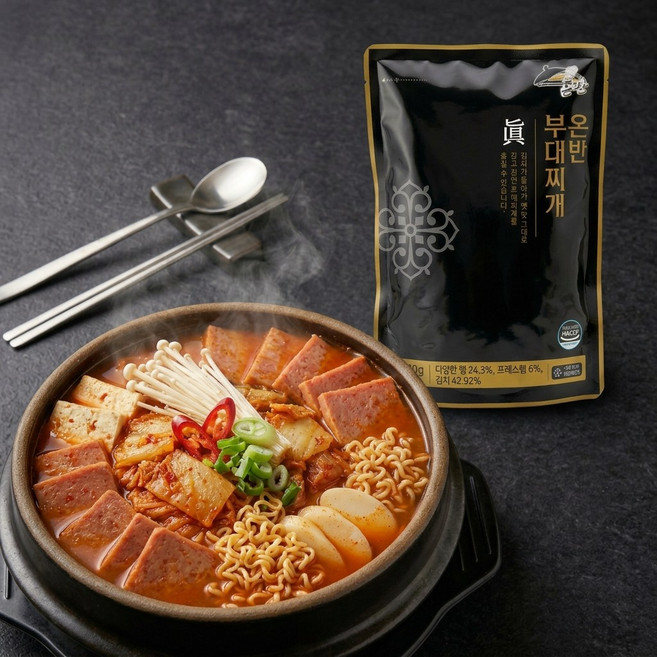 다모아 온반 부대찌개 얼큰한 국물 햄 소시지 듬뿍 진한 맛 즉석찌개 간편식, 3개, 600g