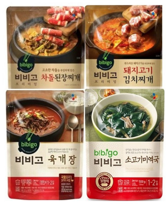(에이브쇼핑)비비고 국 탕 4종(육개장 소고기미역국 차돌된장찌개 돼지고기김치찌개), 1세트, 500g