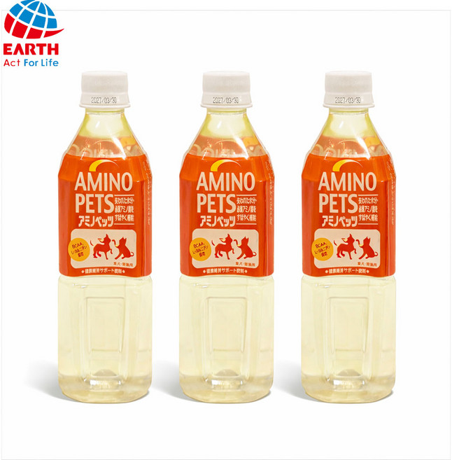 아미노 펫 강아지 고양이 에너지 음료, 3개, 500ml, 요구르트맛