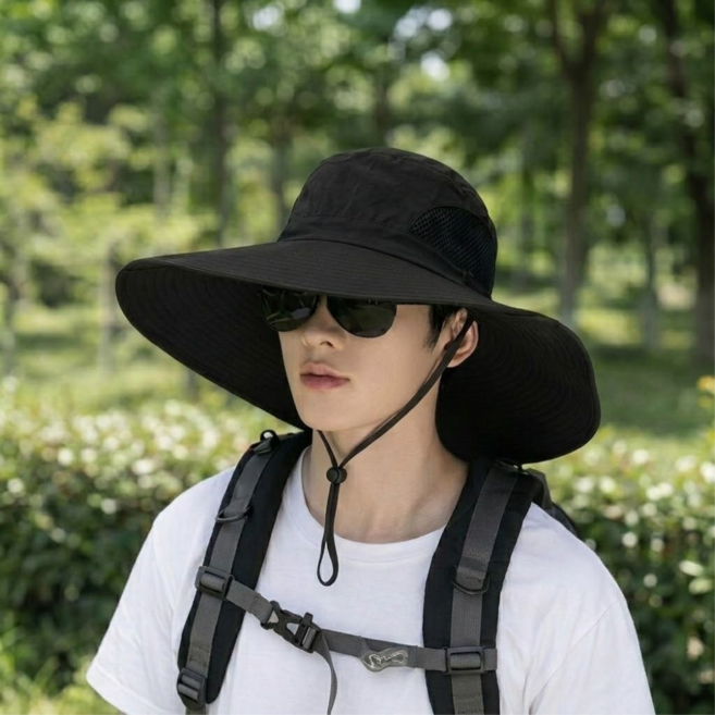 긍정바이브 자외선차단 모자 챙넓은 대형 벙거지 햇빛가리개 낚시 농사 등산
