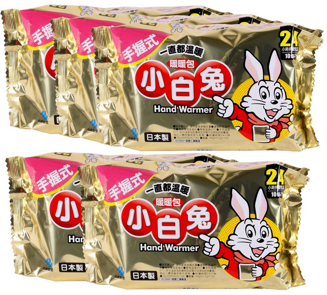 小林製藥 小白兔暖暖包(手握式) 24H 持續發熱, 5個
