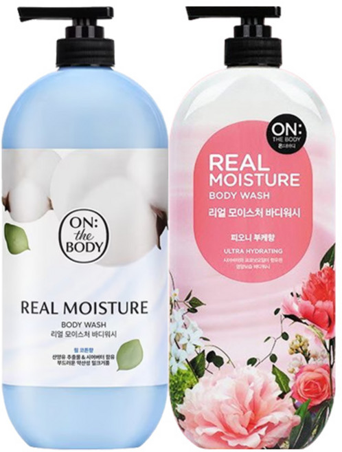 온더바디 리얼 모이스처 바디워시 865ml ( 900g ) 웜코튼 1개 + 피오니부케 1개 / 바디클렌저