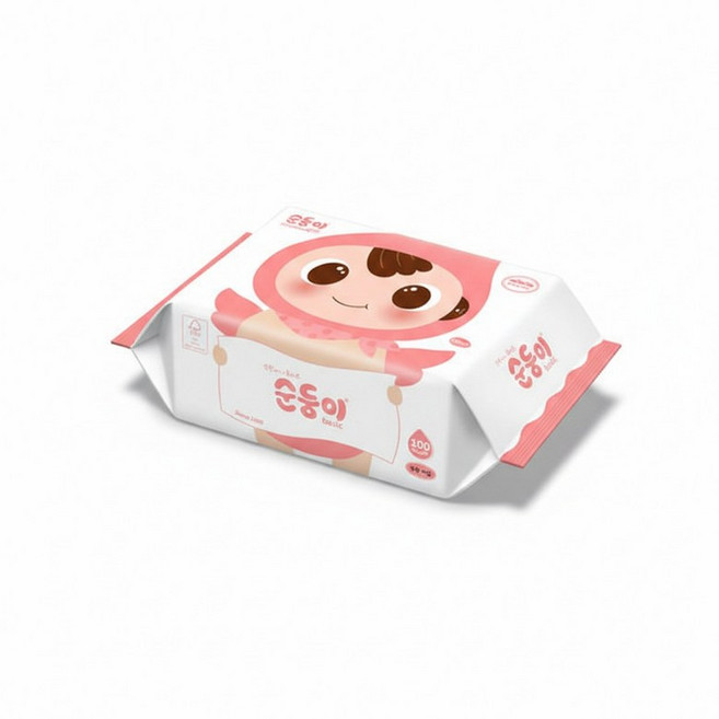 [순둥이] 베이직 무향 아기물티슈 캡형 100매 20팩 (S-nBpC), 20박스