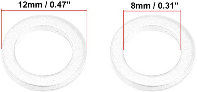 X Autohaux 4/5/10pcs 엔진 오일 크러시 와셔 드레인 플러그 가스켓 12x20x2mm 알루미늄 실버 톤 O.D 20mm I.D 12mm 자동차 부품, 4pcs 8x12x1.5mm