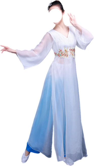 워십의상 공연복 쉬폰 고전 전통 댄스복 무용복 워십복, 스카이블루