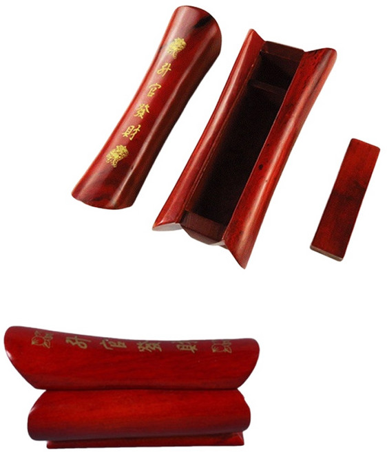 天龍紡 紅木升官發財印章盒擺飾, 紅木色
