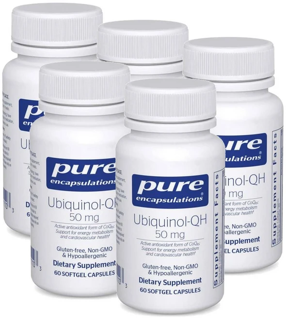 퓨어인캡슐레이션 유비퀴놀 QH 50mg 소프트젤 Pure Encapsulations Ubiquinol-QH, 60정, 5개 - 쿠팡