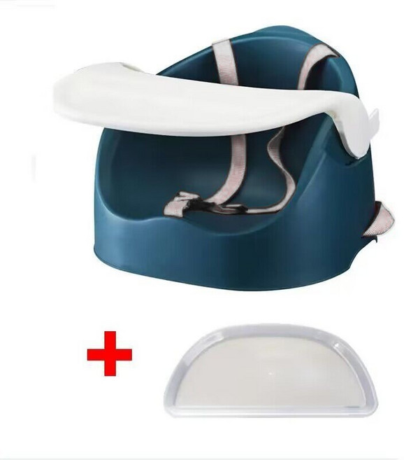 【一件代發】嬰兒餐椅便攜式多功能寶寶餐椅兒童餐椅吃飯學坐椅, 墨綠色+透明餐盤【配灰色安全帶】:如圖所示