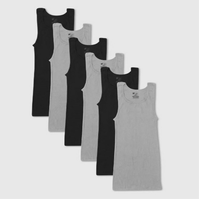 HANES 헤인즈 블랙 그레이 나시 민소매/나시 여름 민소매 속옷 흡수강화 코튼 100 언더웨어 얇은 원단 흡수력 강화 코튼 100 퍼센트