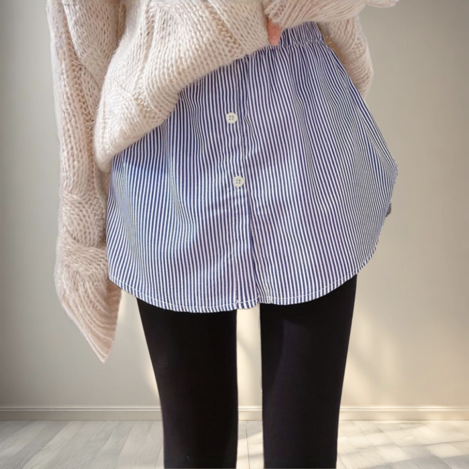 스트라이프 페이크 레이어드 힙커버 셔츠