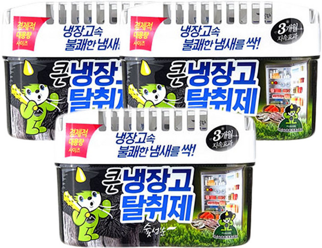 산도깨비 큰 냉장고 탈취제 본품 녹차, 420g, 3개