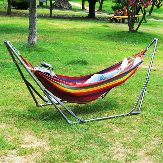 [CAMP TIME] 캠프타임 접이식 캠핑 해먹 스탠드 풀세트, 믹스레드