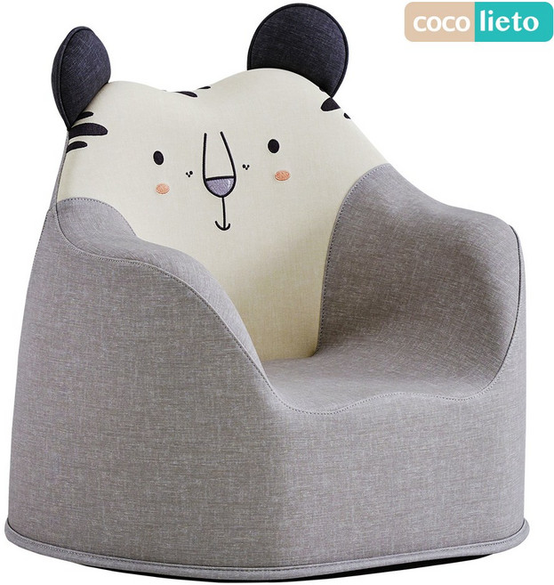 리에또 코지 캐릭터 유아소파 1인용 아기 돌 생일선물 아기의자, 랑이 코지 그레이