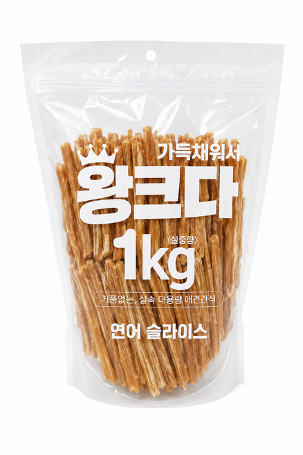 더조은 왕크다 강아지간식 대용량 마블링 스테이크 펫간식, 1kg, 1개, 연어슬라이스