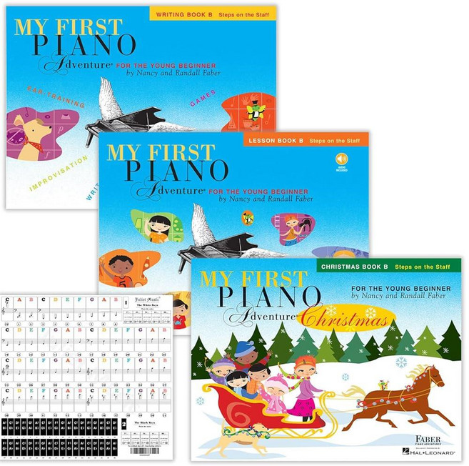 My First Piano Adventure Lesson Book B Writing B & Christmas Set (3 Books) Juliet Music Stickers, My First Piano Adventure Lesso
