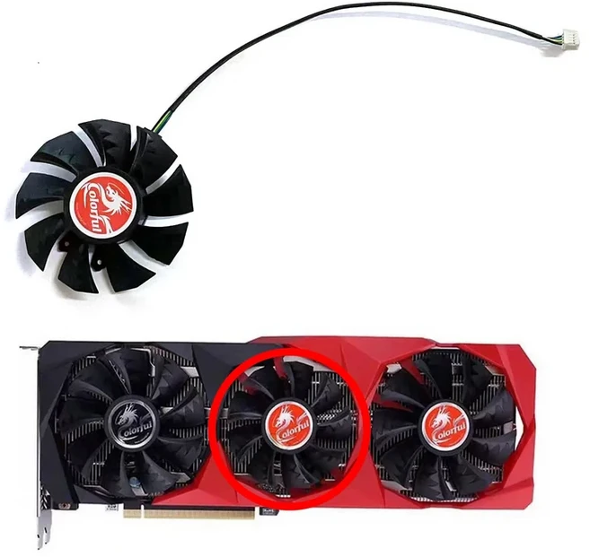 그래픽 카드용 GPU 선풍기 컬러풀 rtx3060 GeForce RTX 3090 3080 Ti RTX3070 RTX 3060 Ti 85mm 75mm 4PIN, 02 1 FAN