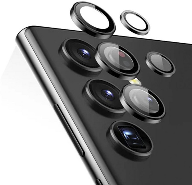 휴켓 메탈 링 카메라 강화유리 필름 / 갤럭시 S23 S23플러스 S23울트라, 1개